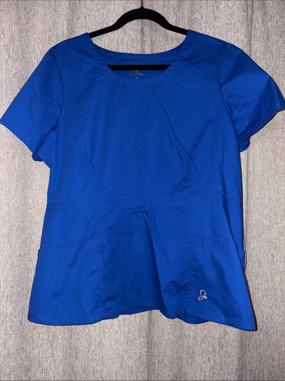 Jaanuu Royal Blue Short Sleeve Peplum 2 pocket scrub Top style J96002